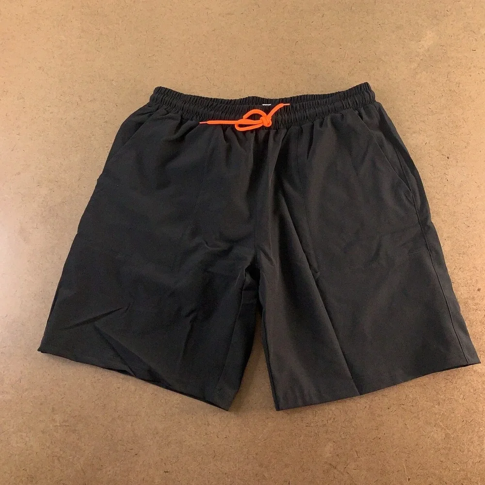GLESTORE Men's Size Large Black Compression Lined Pocketed Swim Trunks New
